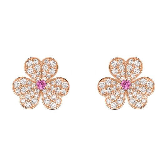 [Baslove]FRIVOLE PINK GOLD FLOWER DIAMOND EARRINGS