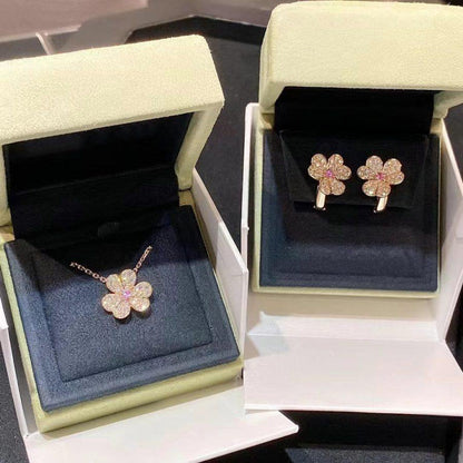 [basloveJW]FRIVOLE ROSÉGOLD-HALSKETTE MIT BLUMEN UND DIAMANTEN