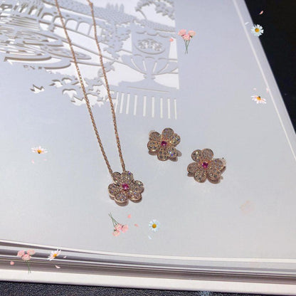 [Baslove]FRIVOLE ROSE GOLD FLOWER DIAMOND NECKLACE