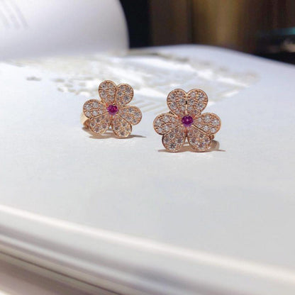 [Baslove]FRIVOLE PINK GOLD FLOWER DIAMOND EARRINGS