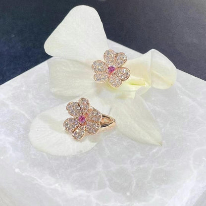 [Baslove]FRIVOLE PINK GOLD FLOWER DIAMOND EARRINGS