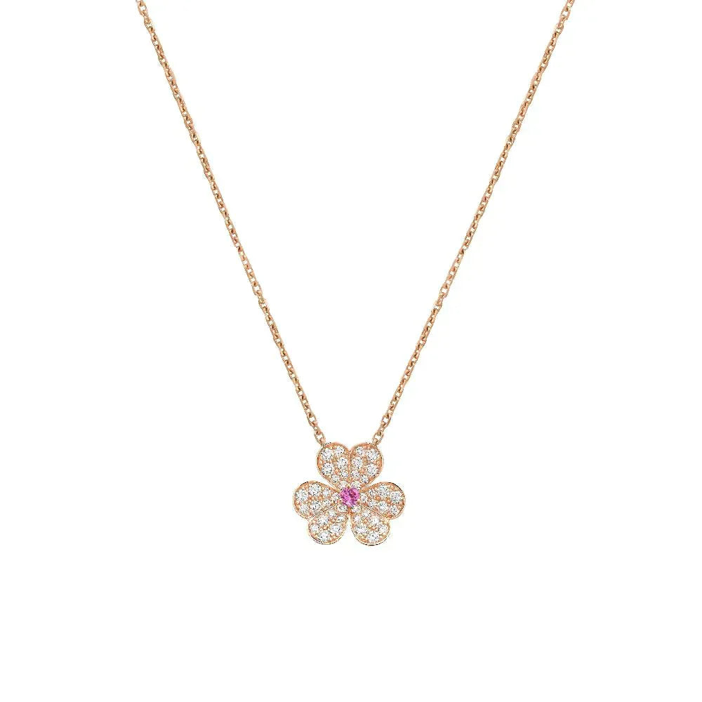 [Baslove]FRIVOLE ROSE GOLD FLOWER DIAMOND NECKLACE