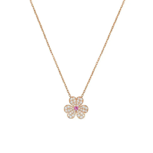 [Baslove]FRIVOLE ROSE GOLD FLOWER DIAMOND NECKLACE