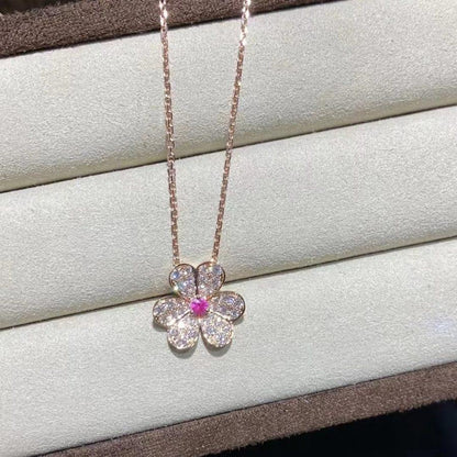 [Baslove]FRIVOLE ROSE GOLD FLOWER DIAMOND NECKLACE