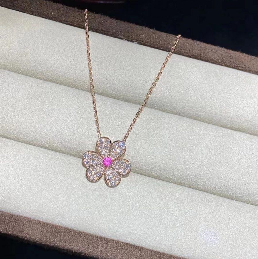 [Baslove]FRIVOLE ROSE GOLD FLOWER DIAMOND NECKLACE