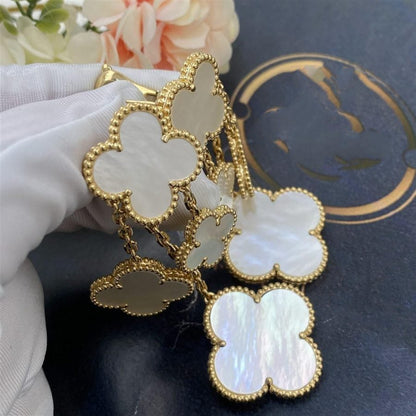 [Baslove]CLOVER EARRINGS WHITE MOP 4 MOTIFS GOLD