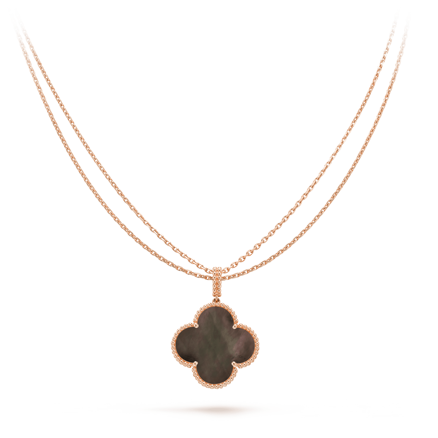 [Baslove]CLOVER 25MM GOLD DARK MOP BIG CLOVER NECKLACE