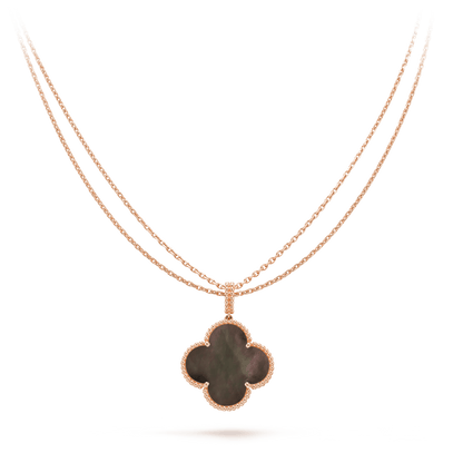 [Baslove]CLOVER 25MM GOLD DARK MOP BIG CLOVER NECKLACE