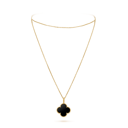 [Baslove]CLOVER 25MM GOLD ONYX BIG CLOVER NECKLACE