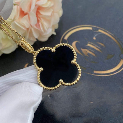 [Baslove]CLOVER 25MM GOLD ONYX BIG CLOVER NECKLACE