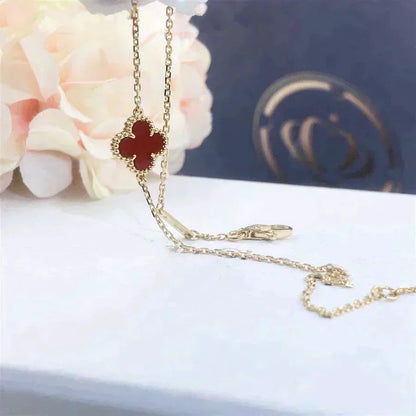 [Baslove]CLOVER  CARNELIAN SINGLE FLOWER BRACELET