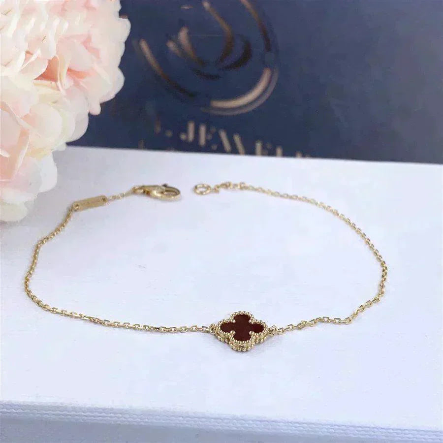 [Baslove]CLOVER  CARNELIAN SINGLE FLOWER BRACELET