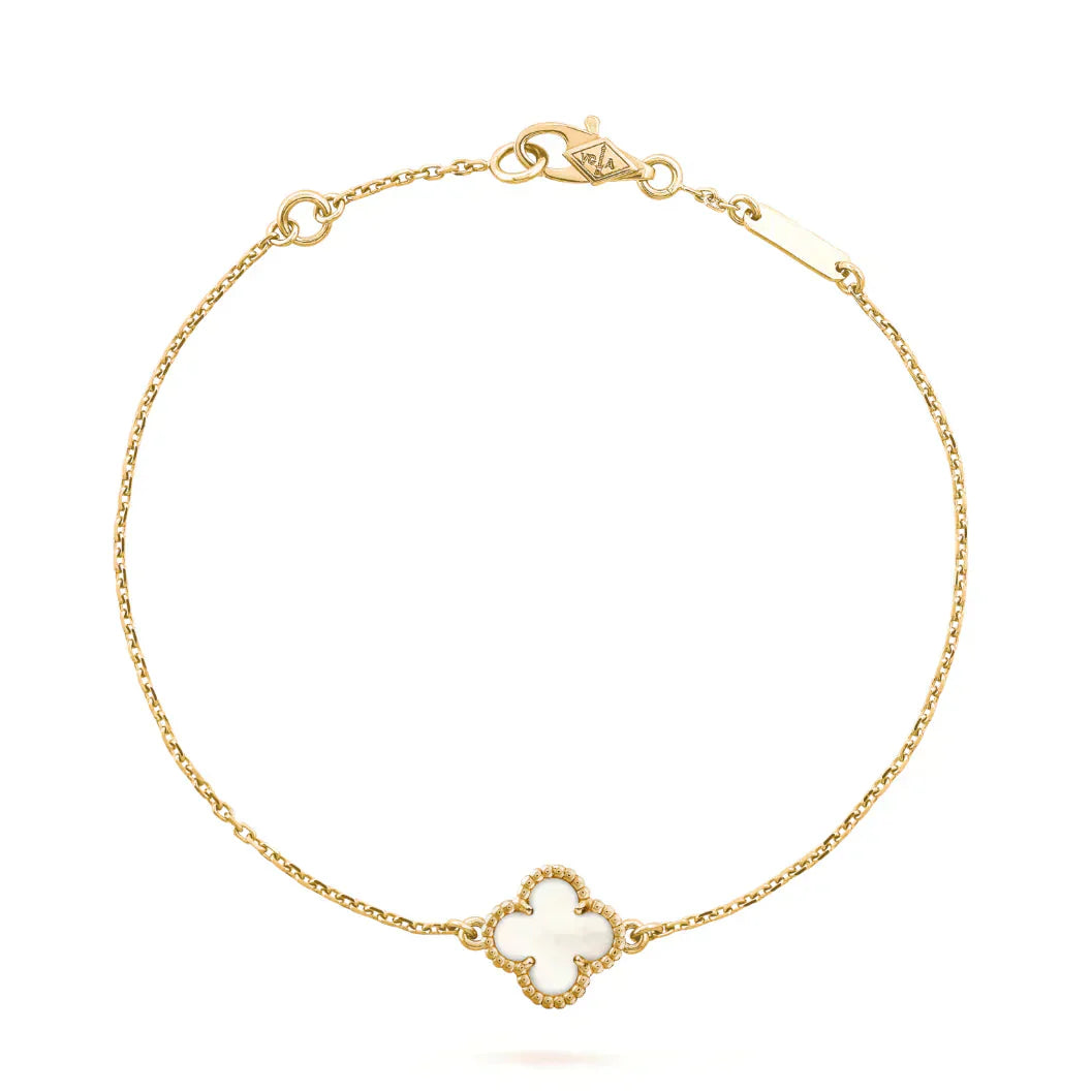 [Baslove]CLOVER WHITE MOP SINGLE FLOWER BRACELET