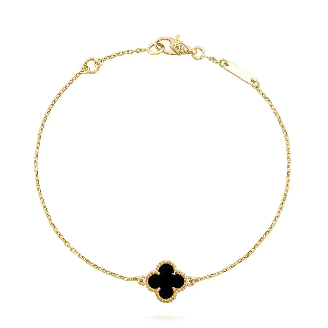 [basloveJW]KLEE-ONYX-ARMBAND MIT EINZELNER BLUME