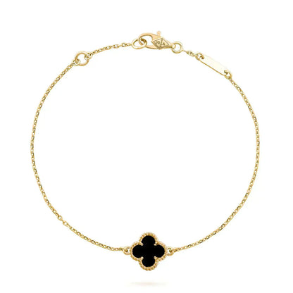 [basloveJW]KLEE-ONYX-ARMBAND MIT EINZELNER BLUME