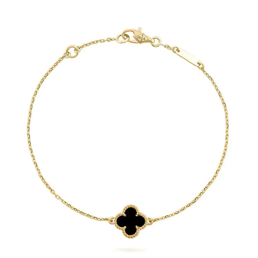 [Baslove]CLOVER ONYX SINGLE FLOWER BRACELET