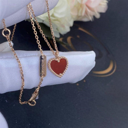 [Baslove]SWEET CLOVER CARNELIAN HEART NECKLACE