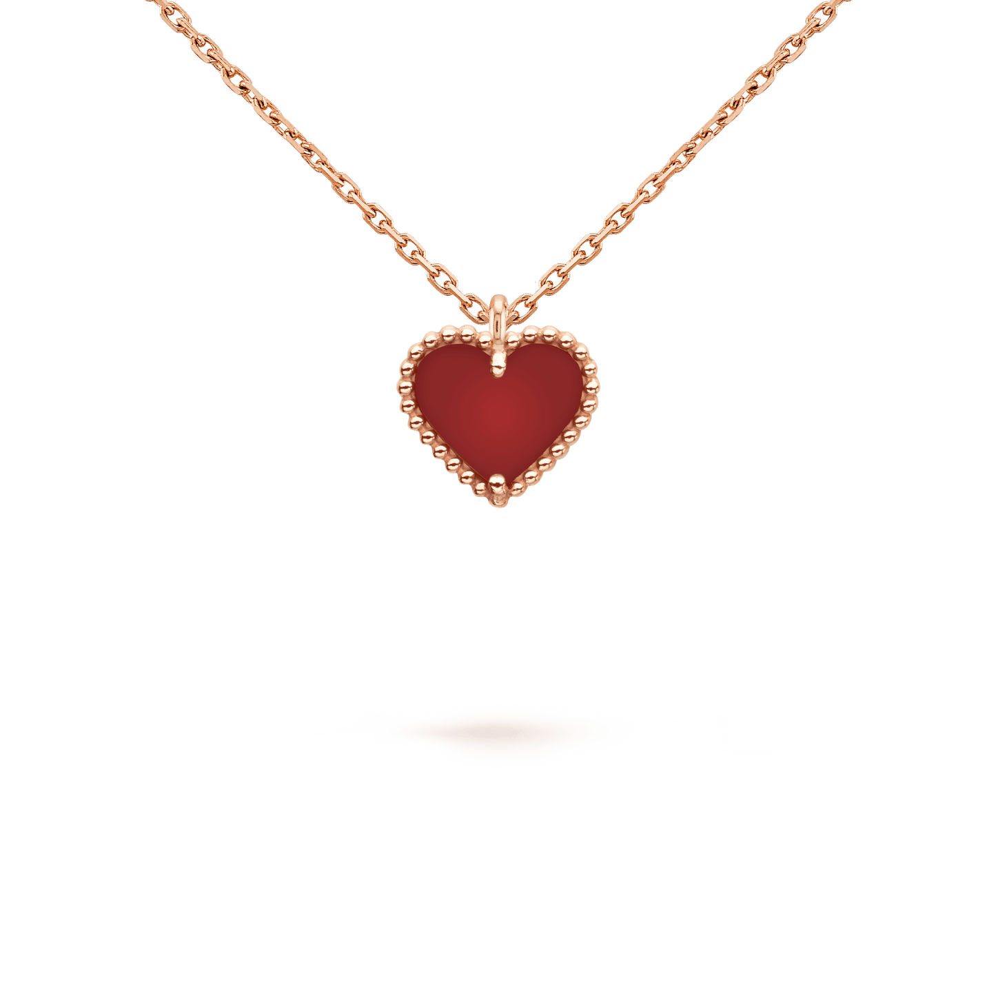 [Baslove]SWEET CLOVER CARNELIAN HEART NECKLACE