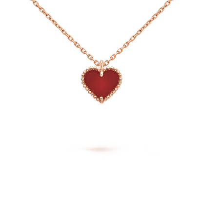 [Baslove]SWEET CLOVER CARNELIAN HEART NECKLACE