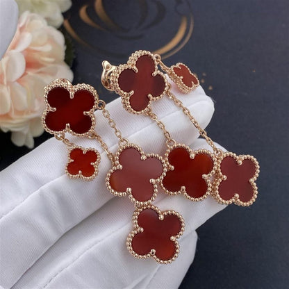 [Baslove]CLOVER EARRINGS CARNELIAN 4 MOTIFS PINK GOLD