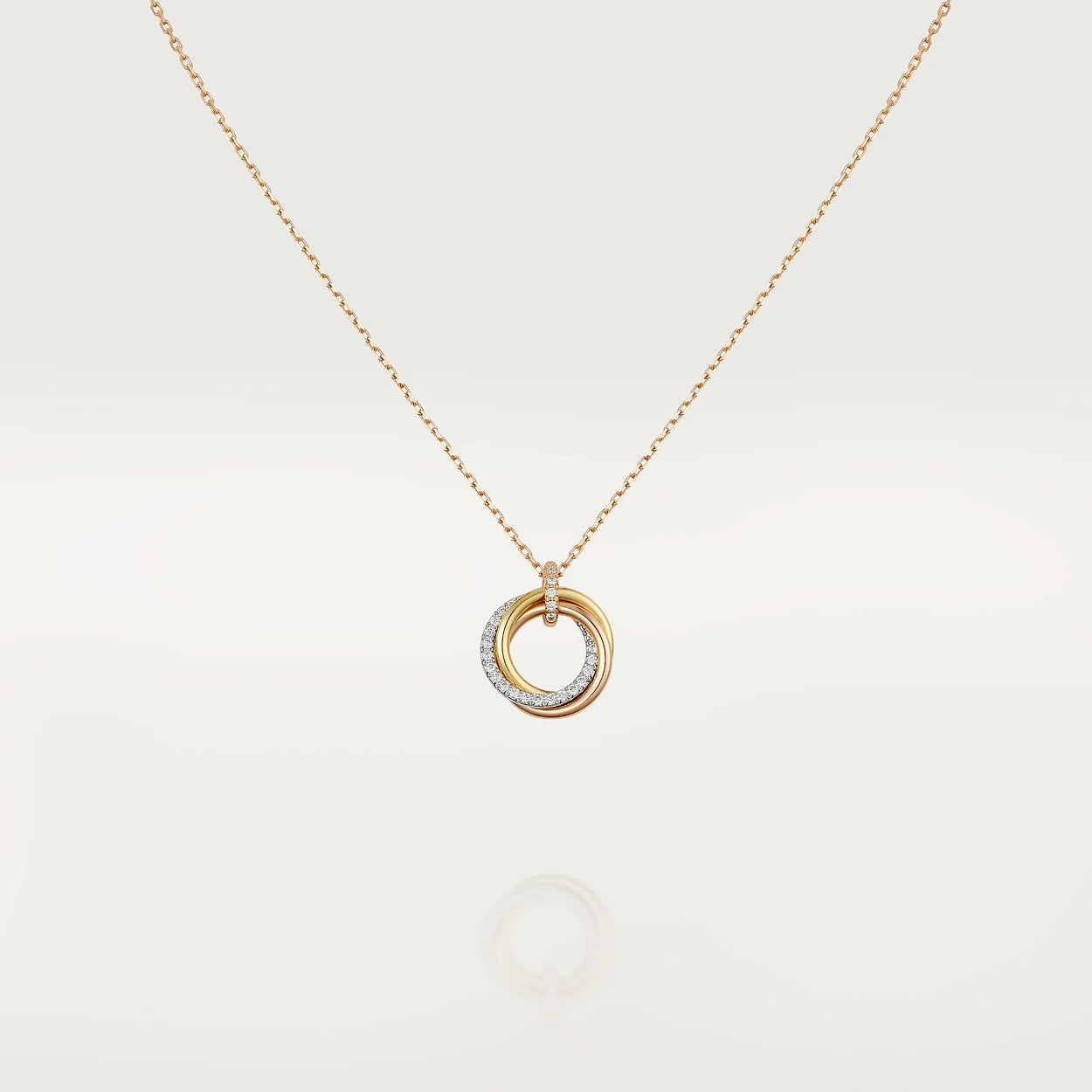 [Baslove]TRINITY NECKLACE SILVER GOLD PINK GOLD DIAMONDS