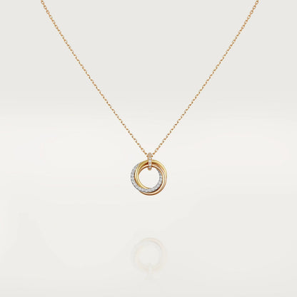 [Baslove]TRINITY NECKLACE SILVER GOLD PINK GOLD DIAMONDS