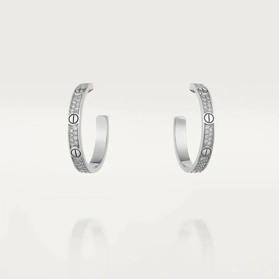 [Baslove]LOVE DIAMOND SILVER HOOP EARRINGS