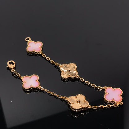 [Baslove]CLOVER BRACELET 5 MOTIF PINK AND PINK GOLD