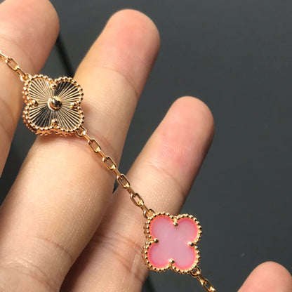 [Baslove]CLOVER BRACELET 5 MOTIF PINK AND PINK GOLD