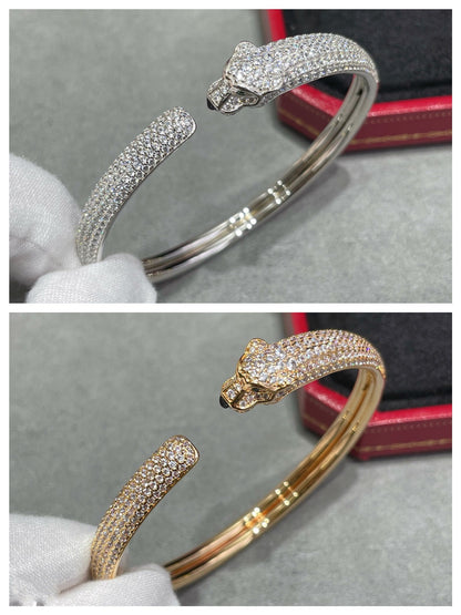 [Baslove]PANTHERE FULL DIAMOND OPEN BRACELET