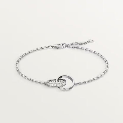 [AURORA]LOVE DOUBLE RING HALF DIAMOND BRACELET