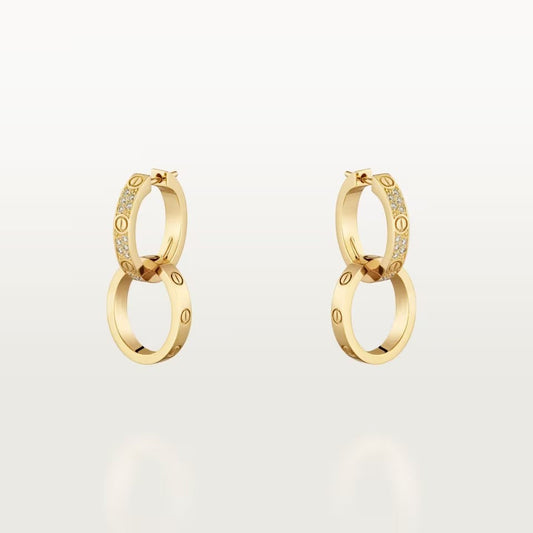 [AURORA]LOVE 3.3MM DANGLE HALF DIAMOND EARRINGS