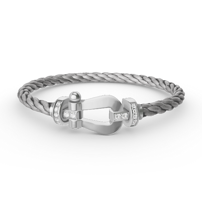 [Baslove]FORCE LARGE HORSESHOE HALF DIAMOND BRACELET SILVER