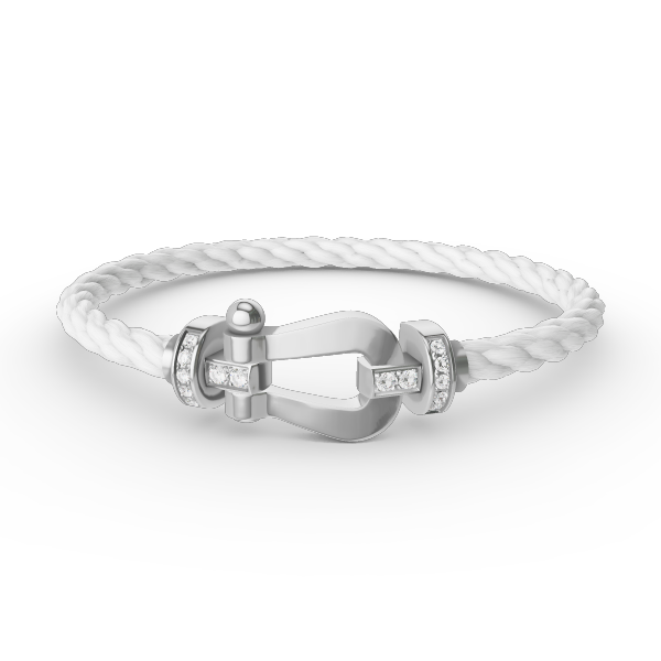 [Baslove]FORCE LARGE HORSESHOE HALF DIAMOND BRACELET SILVER