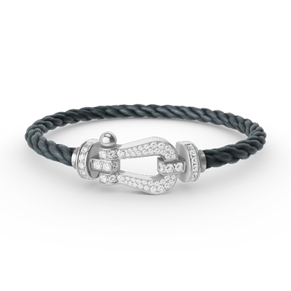 [Baslove]FORCE LARGE HORSESHOE FULL DIAMOND BRACELET SILVER