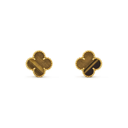 [Baslove]CLOVER MEDIUM 1 MOTIFS TIGER EYE EARRINGS