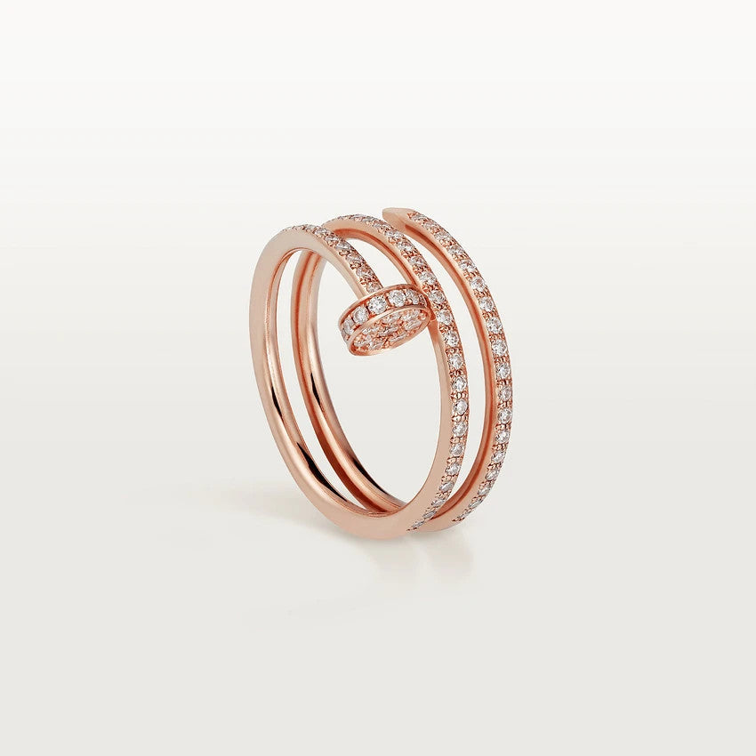 [Baslove]JUSTE RING 1.8MM PINK GOLD DOUBLE ROW DIAMONDS