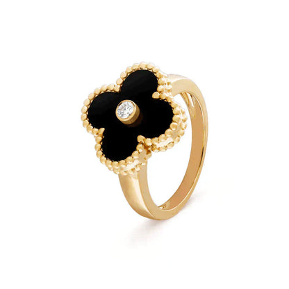 [Baslove]CLOVER ONYX RING GOLD DIAMOND