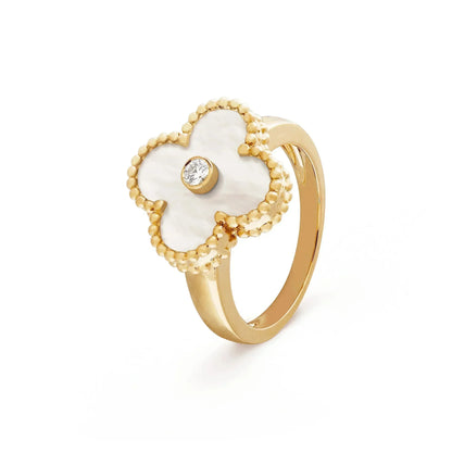 [Baslove]CLOVER PINK MOP RING GOLD DIAMOND